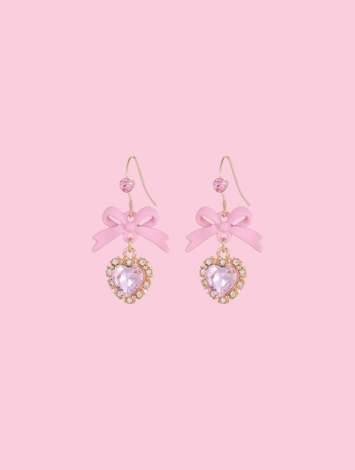 Pink Sweetheart drop earrings. Barbiecore earrings for women.