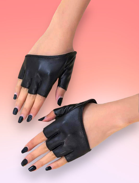 Black fingerless gloves