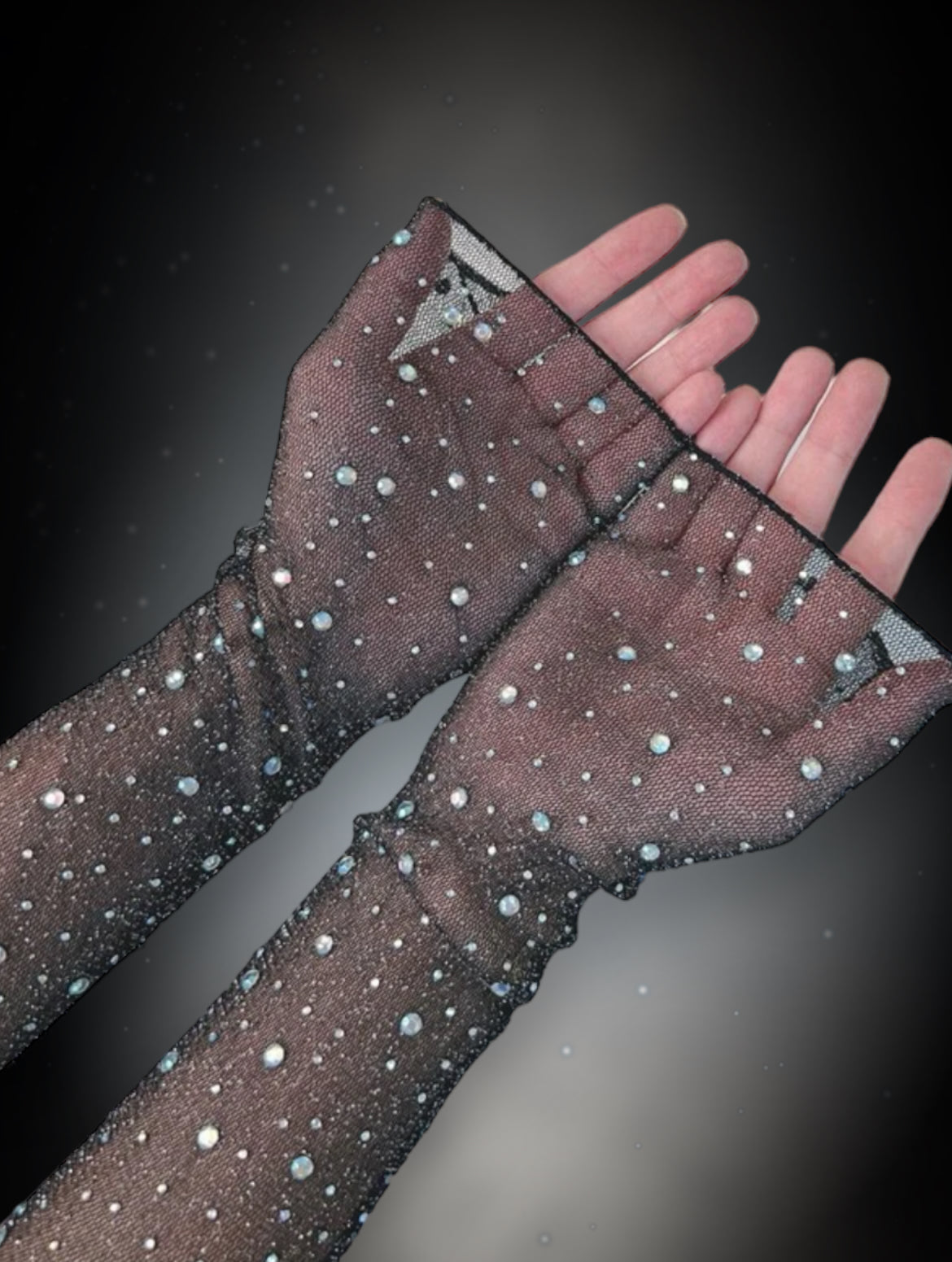 Rhinestone Glitter Arm Sleeves- Black