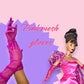 Hot pink mesh gloves, Pink sheer opera gloves, Above the elbow