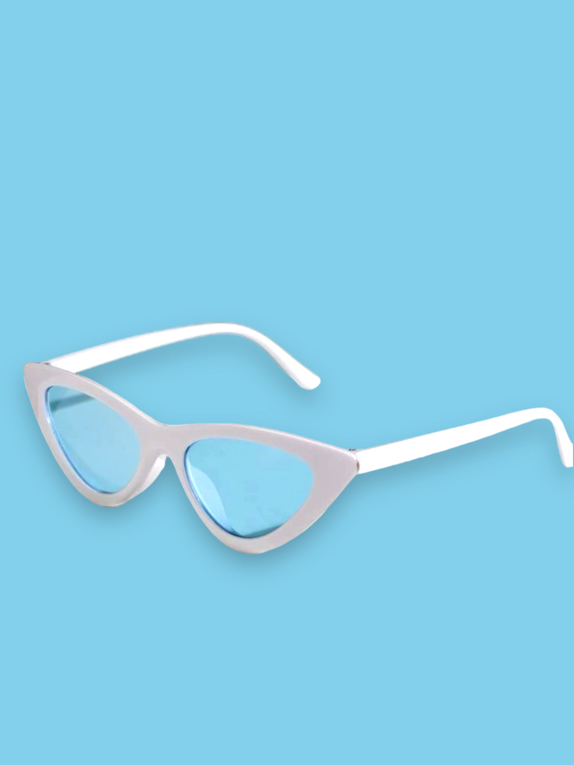 White Cat eye sunglasses with blue tinted shades