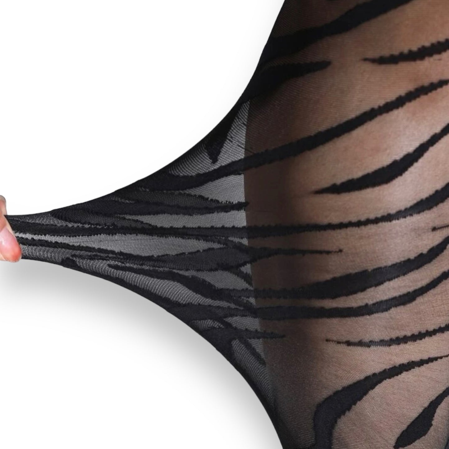 Tiger print mesh tights, Tiger striped stockings, Animal print black mesh tights