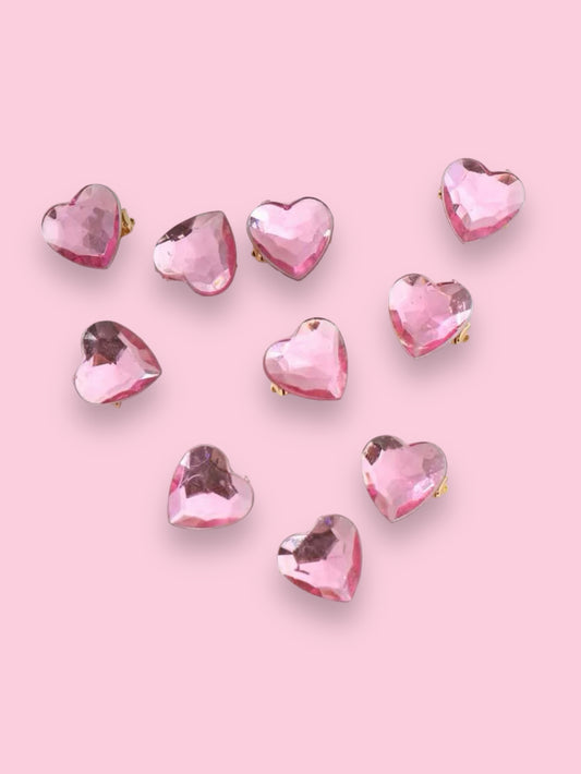 Pink rhinestone heart hair clip adornments
