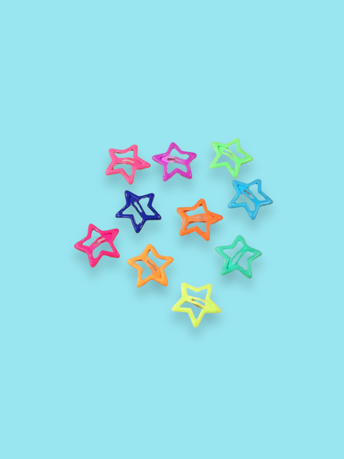 Multicolored star hair clips- Glow in the dark