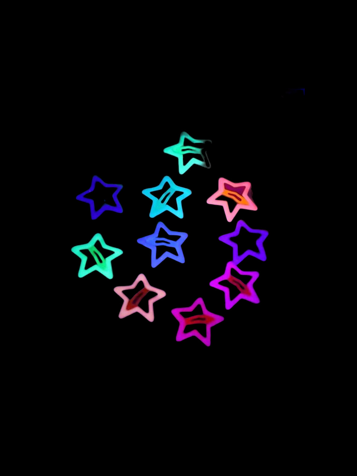 Glow in the dark stars,  y2k hair clips.