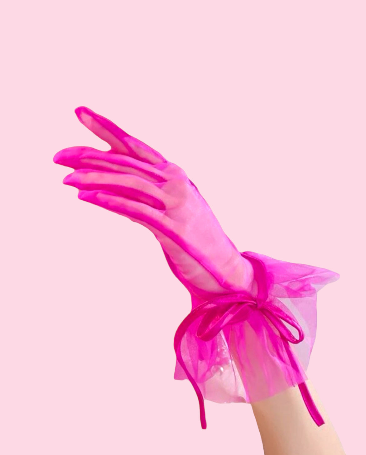 womens hot pink short mesh gloves