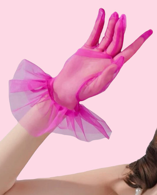 Hot pink Lolita mesh gloves