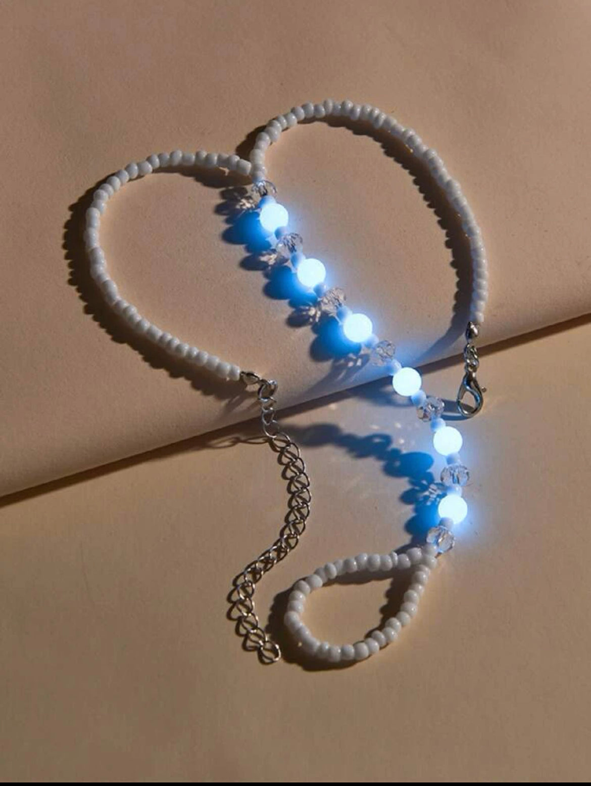 Glow in the dark beaded anklet