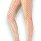 Waist high fishnet tights. Rainbow design