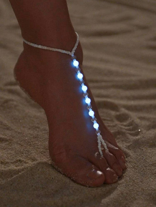 White UV beaded anklet