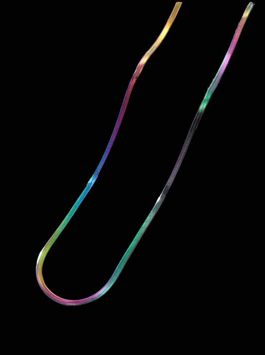 Minimalist holographic rainbow snake chain for men or women