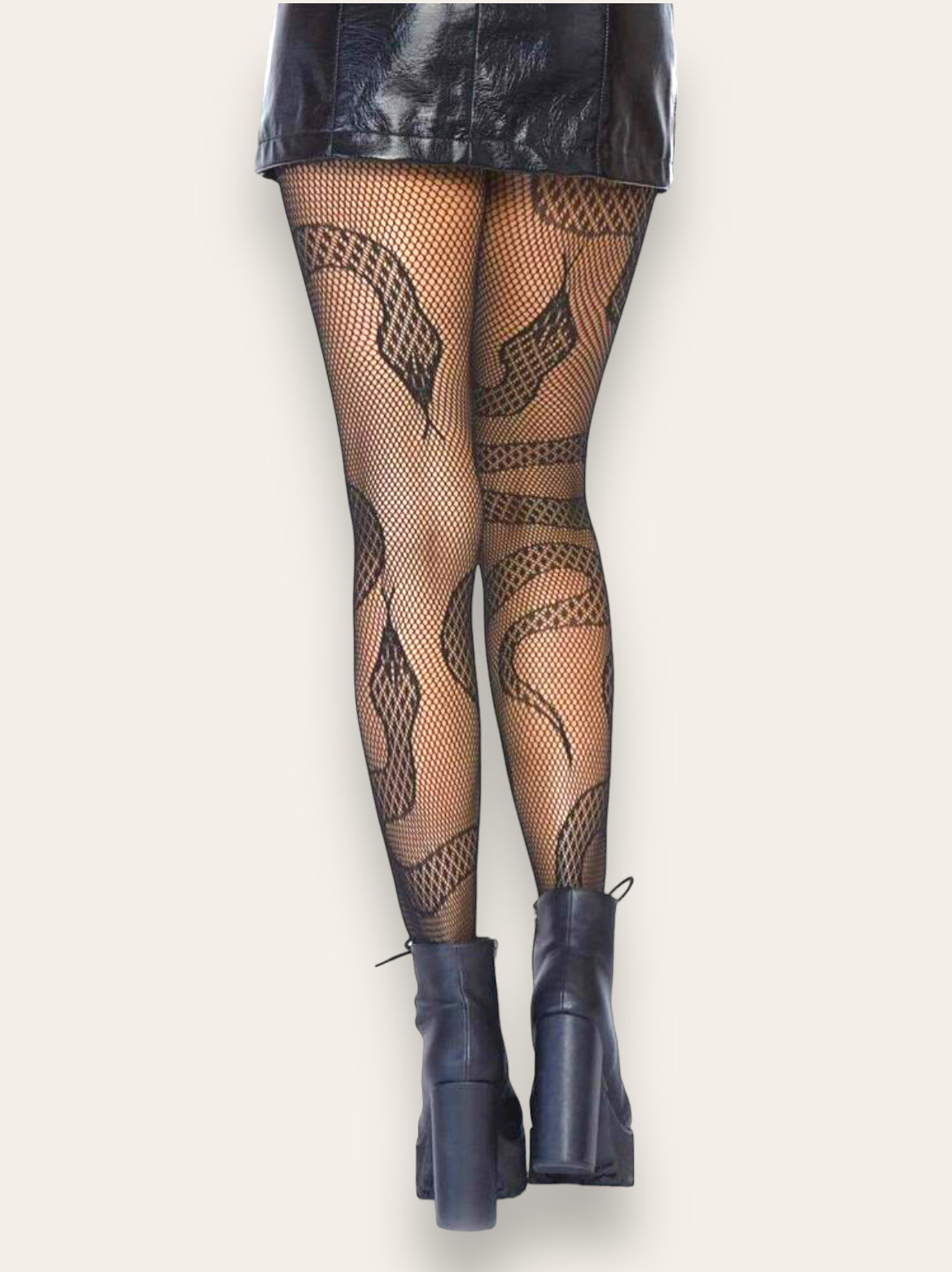Fishnet tights with snake design