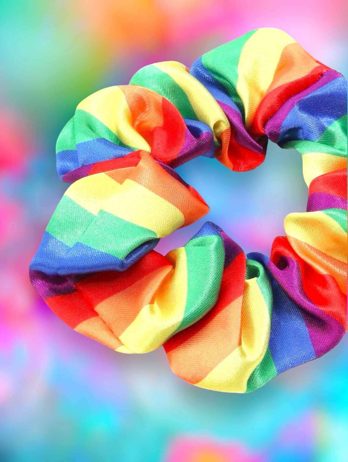 Rainbow pattern hair scrunchie