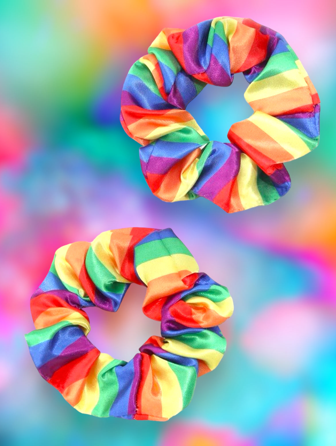 Satin rainbow hair scrunchie