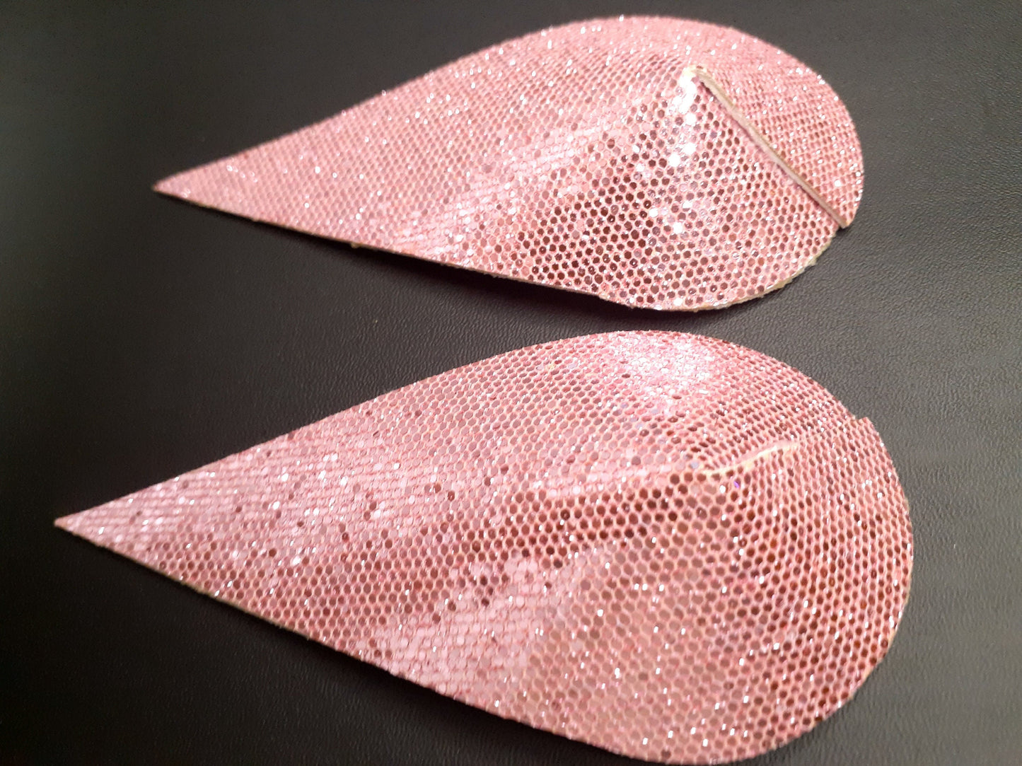 Pink glitter teardrop nipple covers. Lingerie accessories.