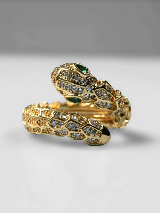 Gold zircon snake ring