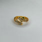 Adjustable emerald and gold snake ring