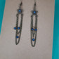 Blue rhinestone vintage bronze chain earrings
