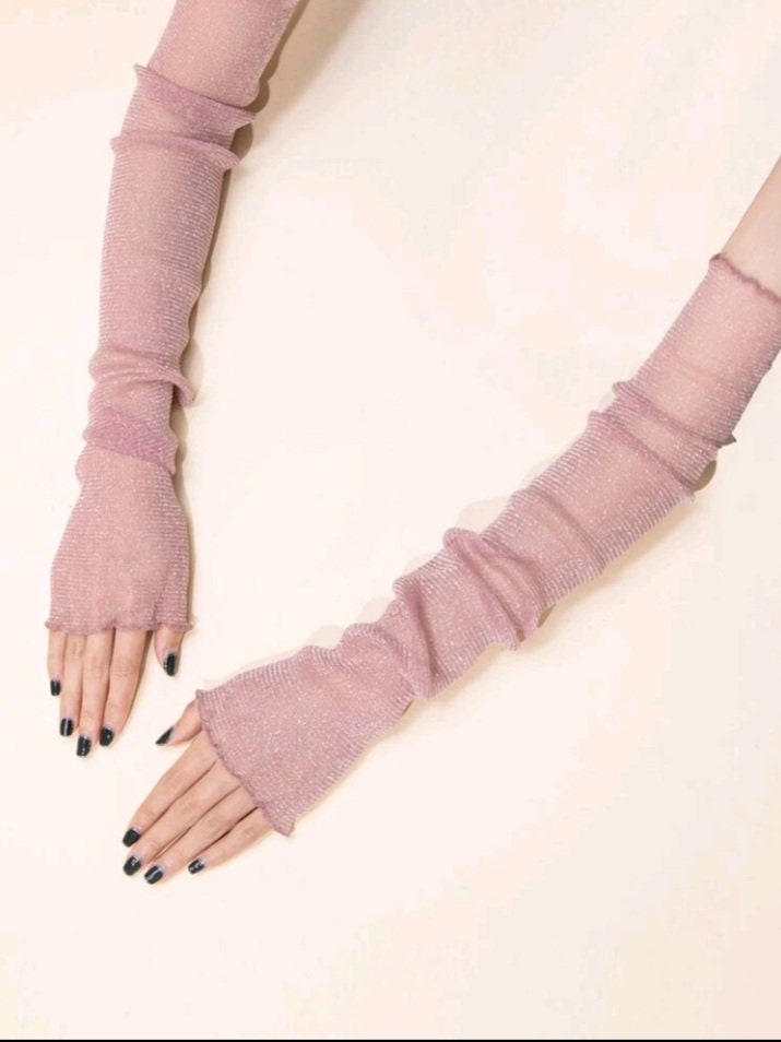 Pink glitter mesh arm sleeves