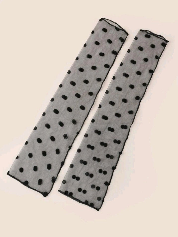 Sheer Black polka dot arm sleeves.