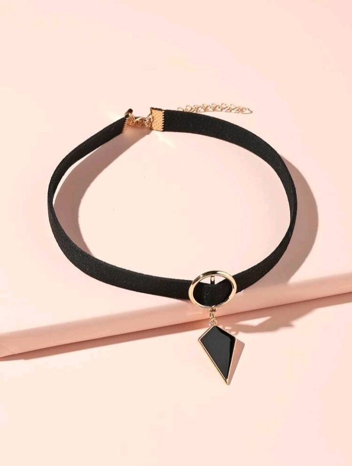 Black choker necklace with charm