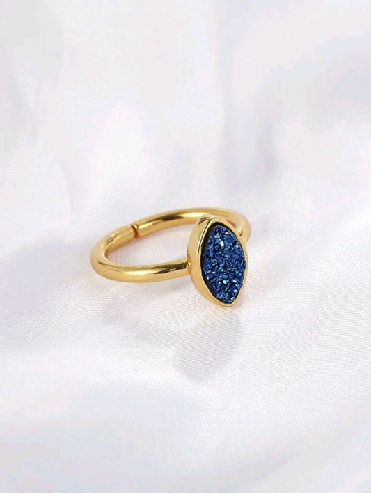Blue druzzy gemstone ring
