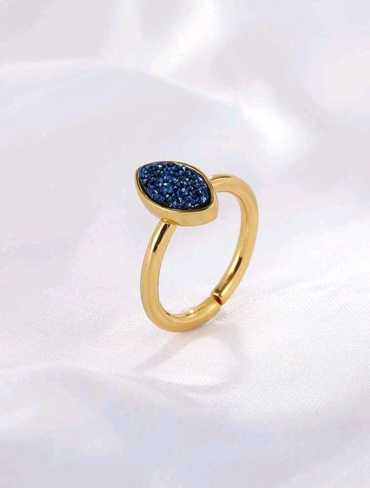 gold adjustable gemstone ring 