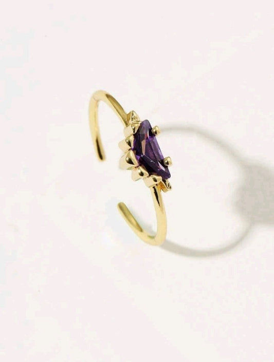 Purple zircon adjustable ring