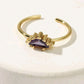 Purple crescent shaped adjustable dainty gold ring