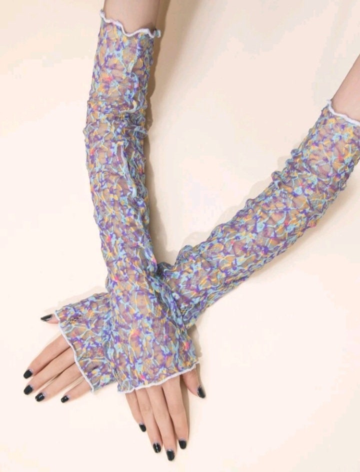 Fashion mesh arm sleeves. Colorful pattern