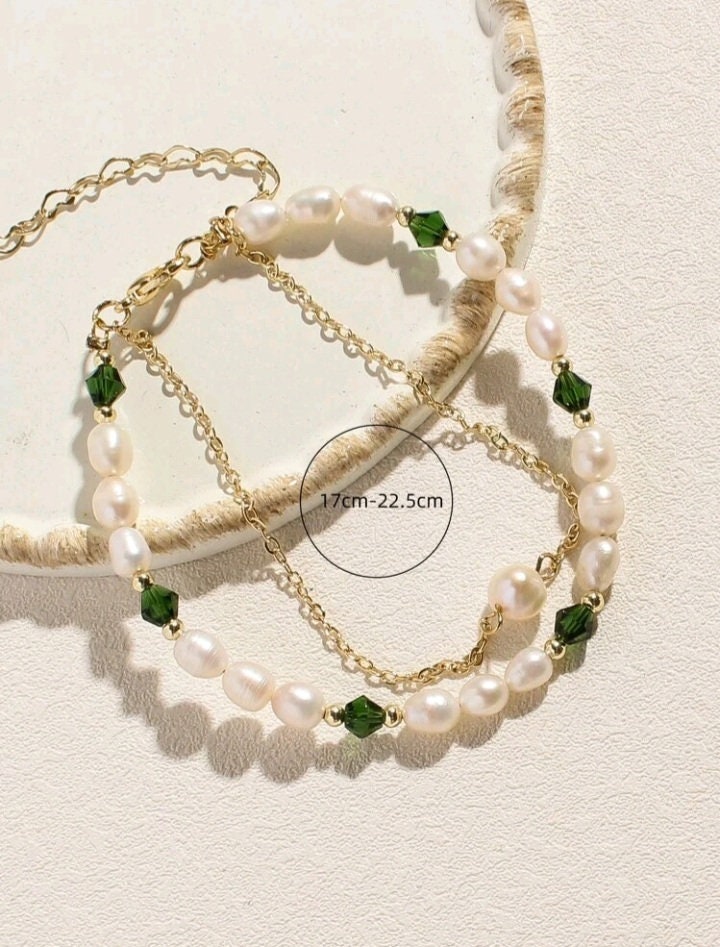 Natural pearl beaded bracelet for petite women or girls