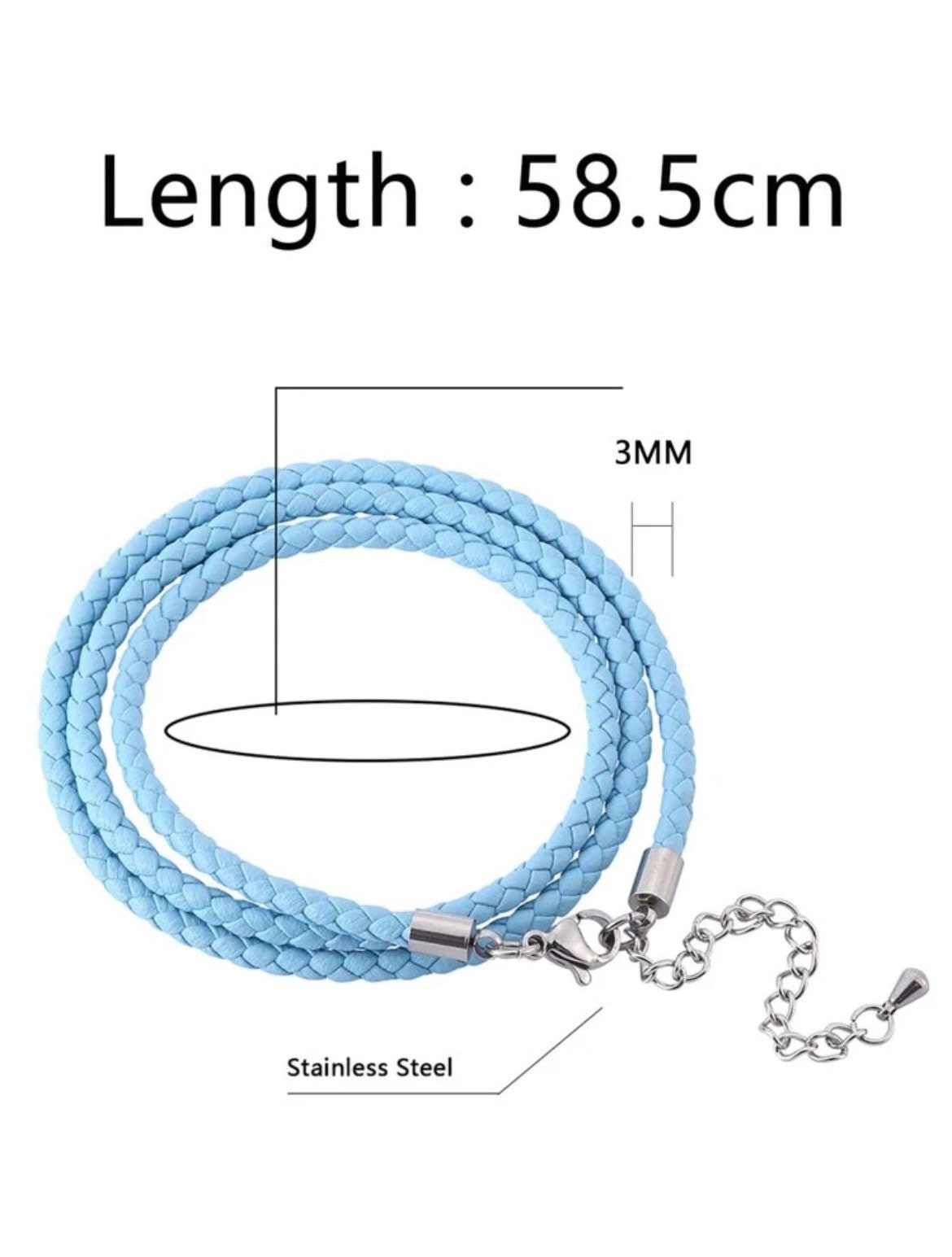 Blue leather corded bracelet