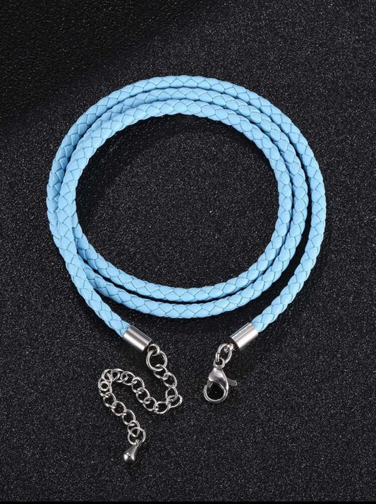 blue vegan leather bracelet