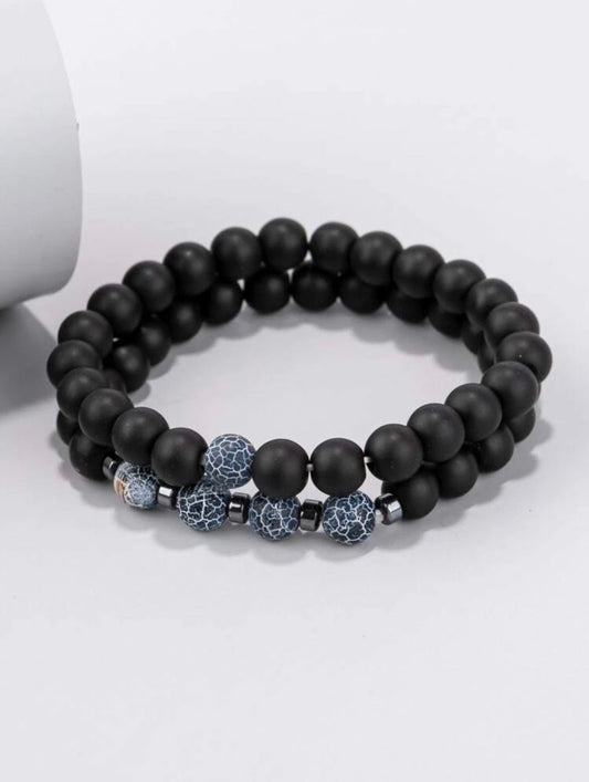 Unique beaded bracelet for men, Mens beaded bracelet set