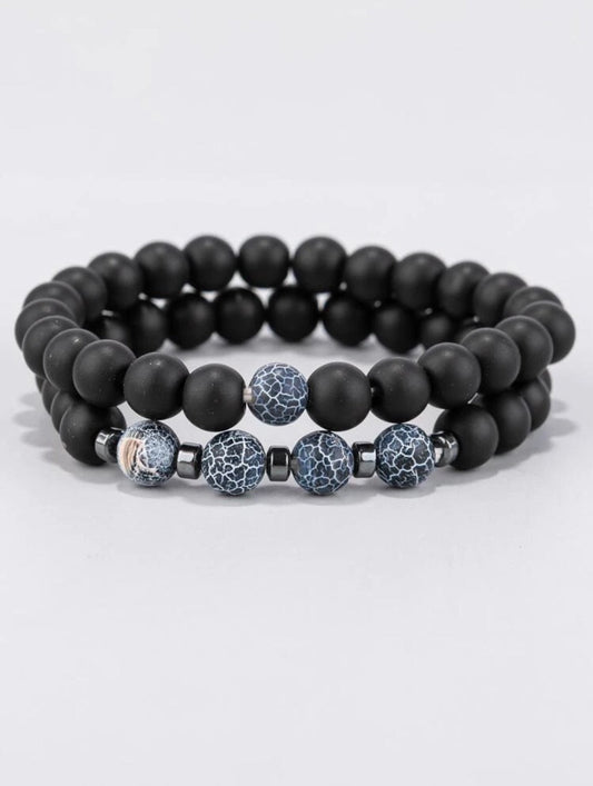 Unique beaded bracelet for men, Mens beaded bracelet set