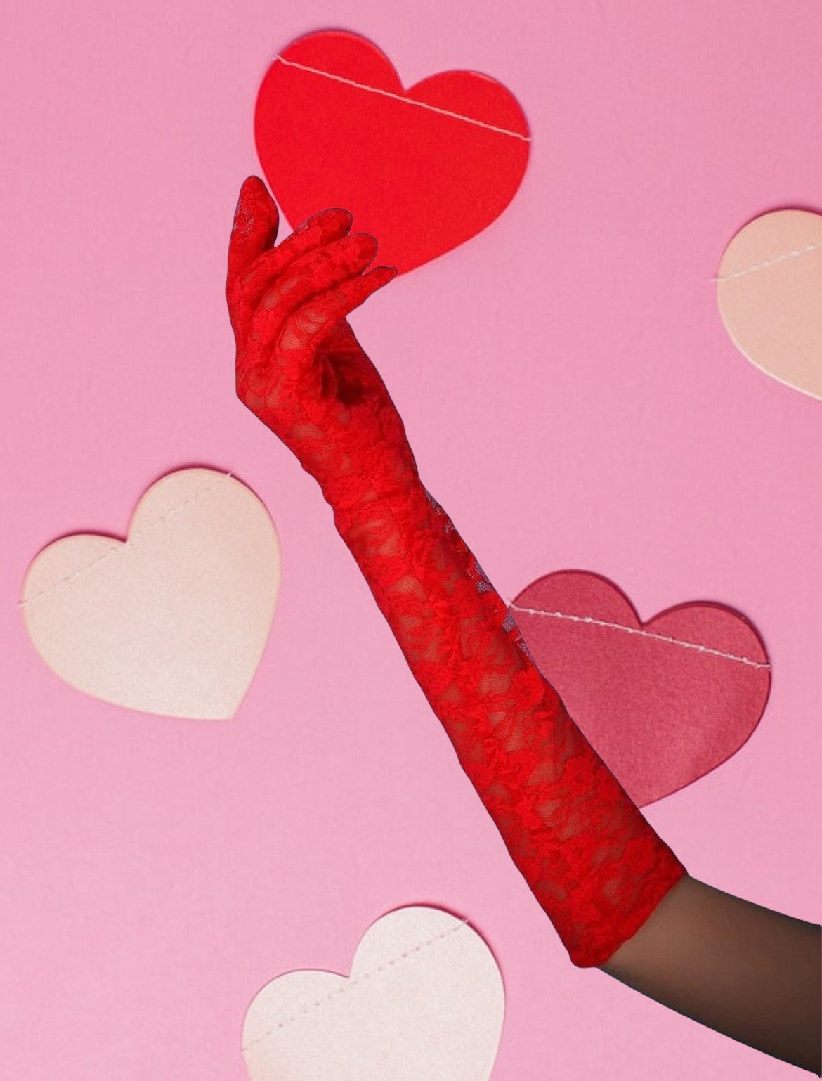 Valentines day lingerie accessory gloves.