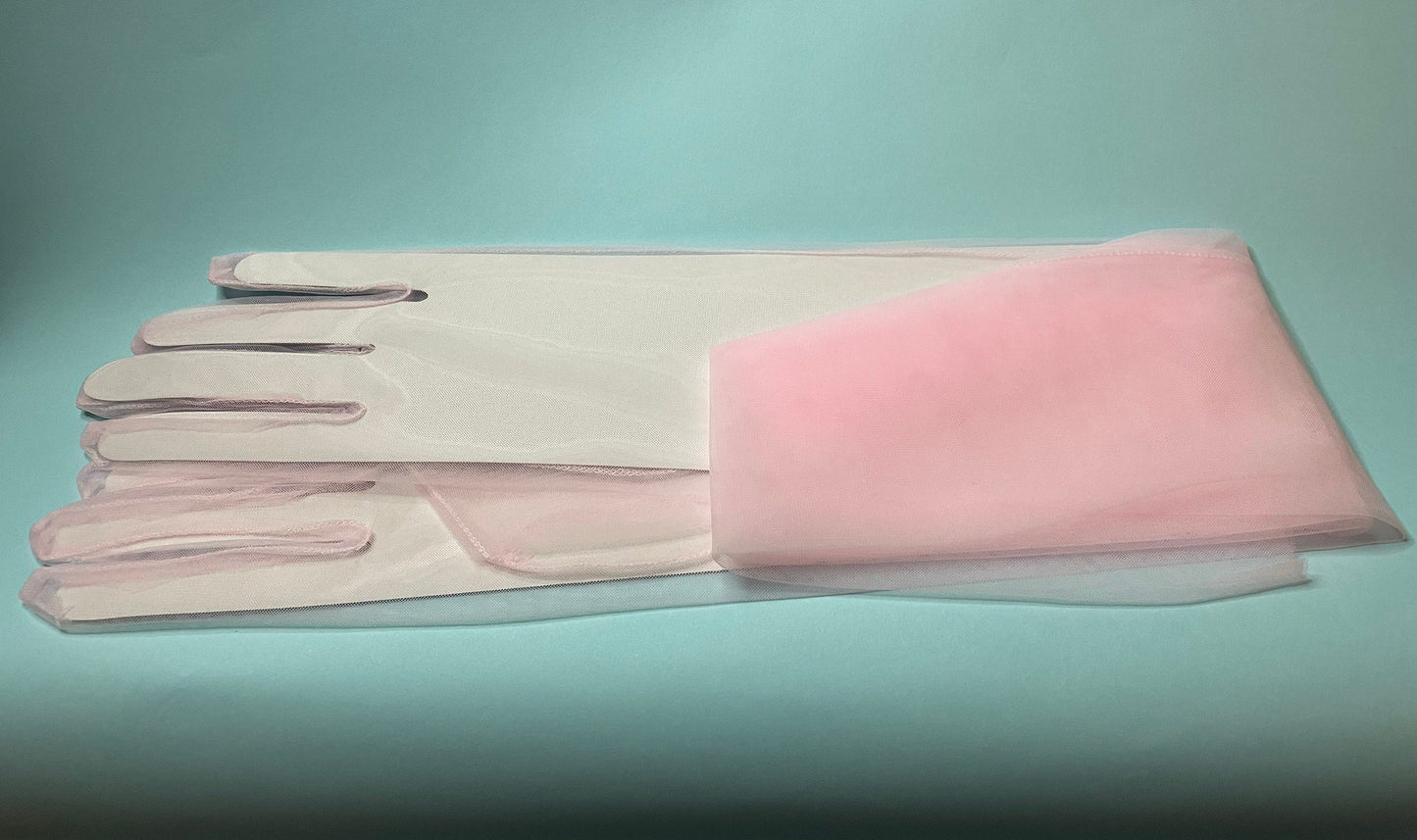 Pale pink bridal gloves