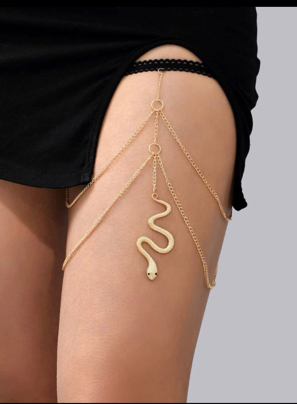 Double layered gold snake chain leg garter