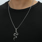 Mens fashion statement chain necklace. Phosphorescent snake pendant.