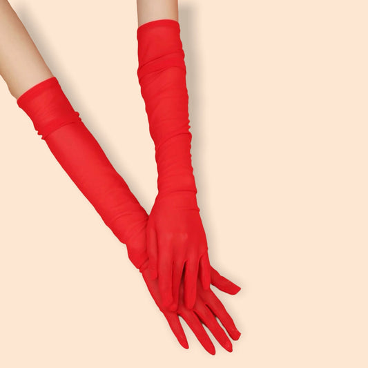 Long plain red gloves