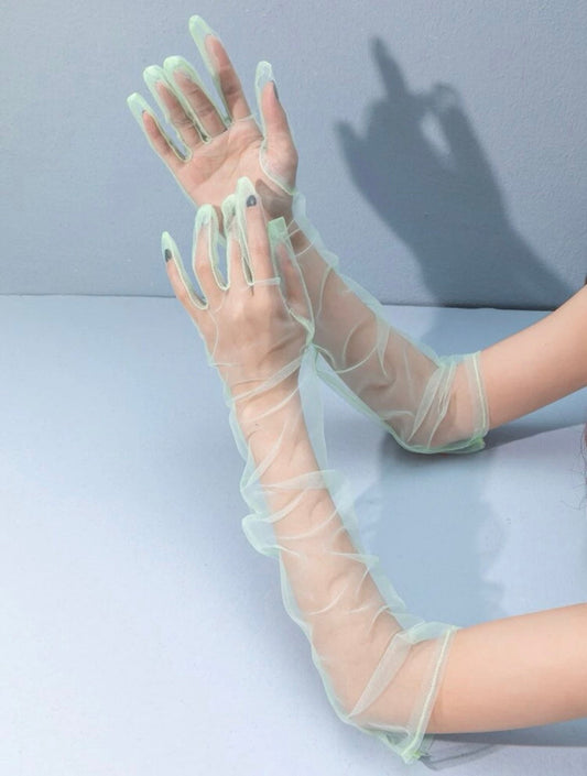 Light green opera mesh gloves