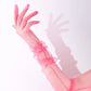 Pink long tulle gloves for women