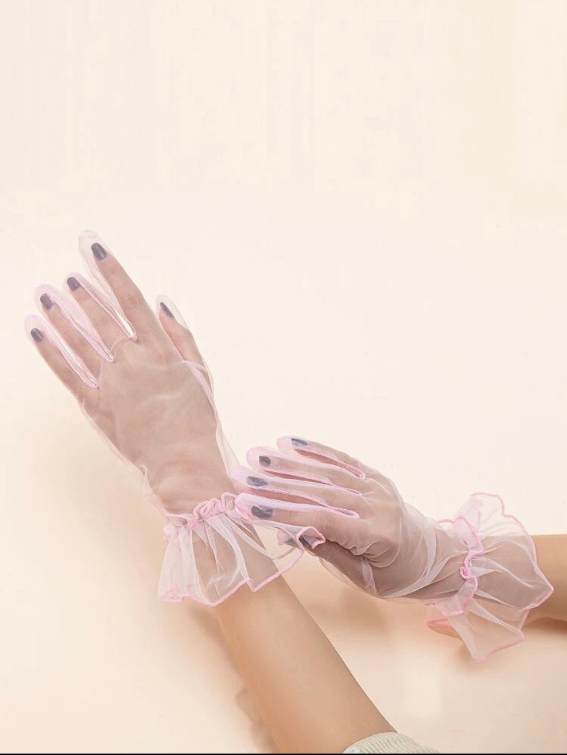 Sheer pink fashion gloves