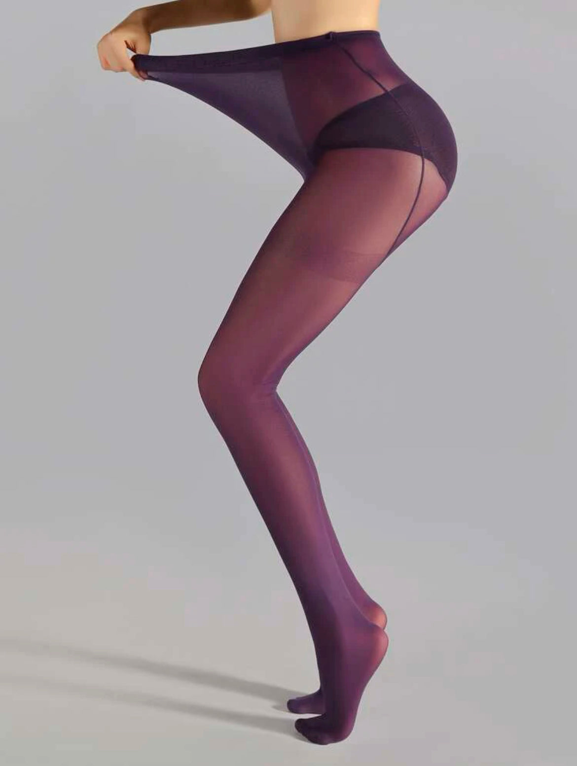 Stretchable purple tights. one size fits most.