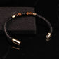 MAgnetic clasp. Woven black leather design. Perfect every day mens bracelet.