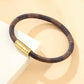 Mens brown leather bracelet with magnetic clasp