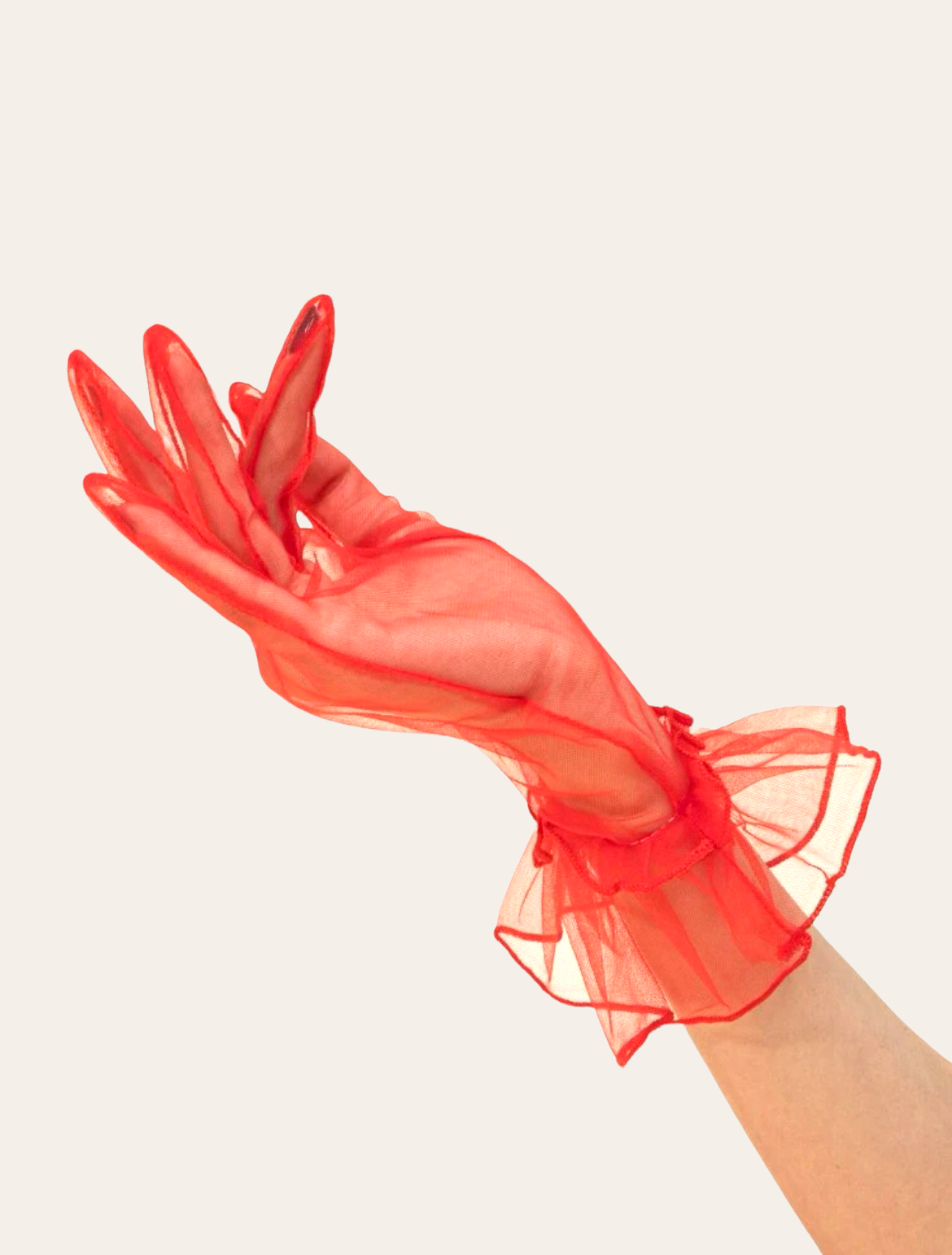 Red mesh lolita gloves