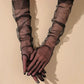 Long black tulle gloves