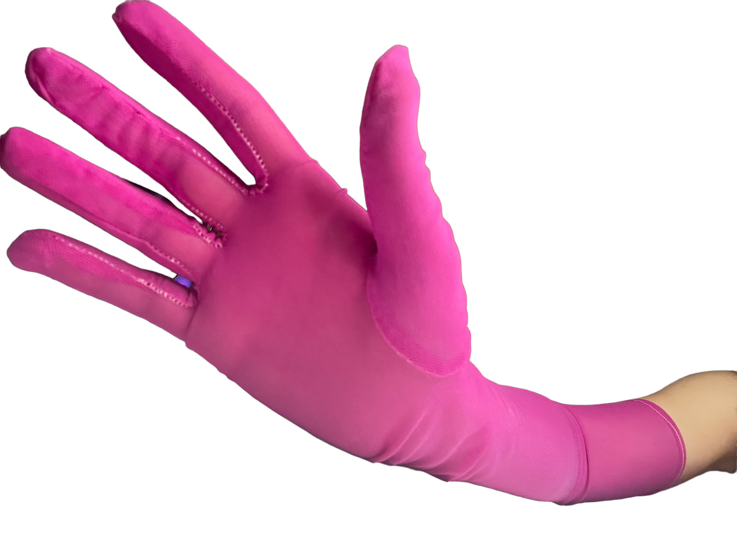 Long hot pink plain mesh gloves