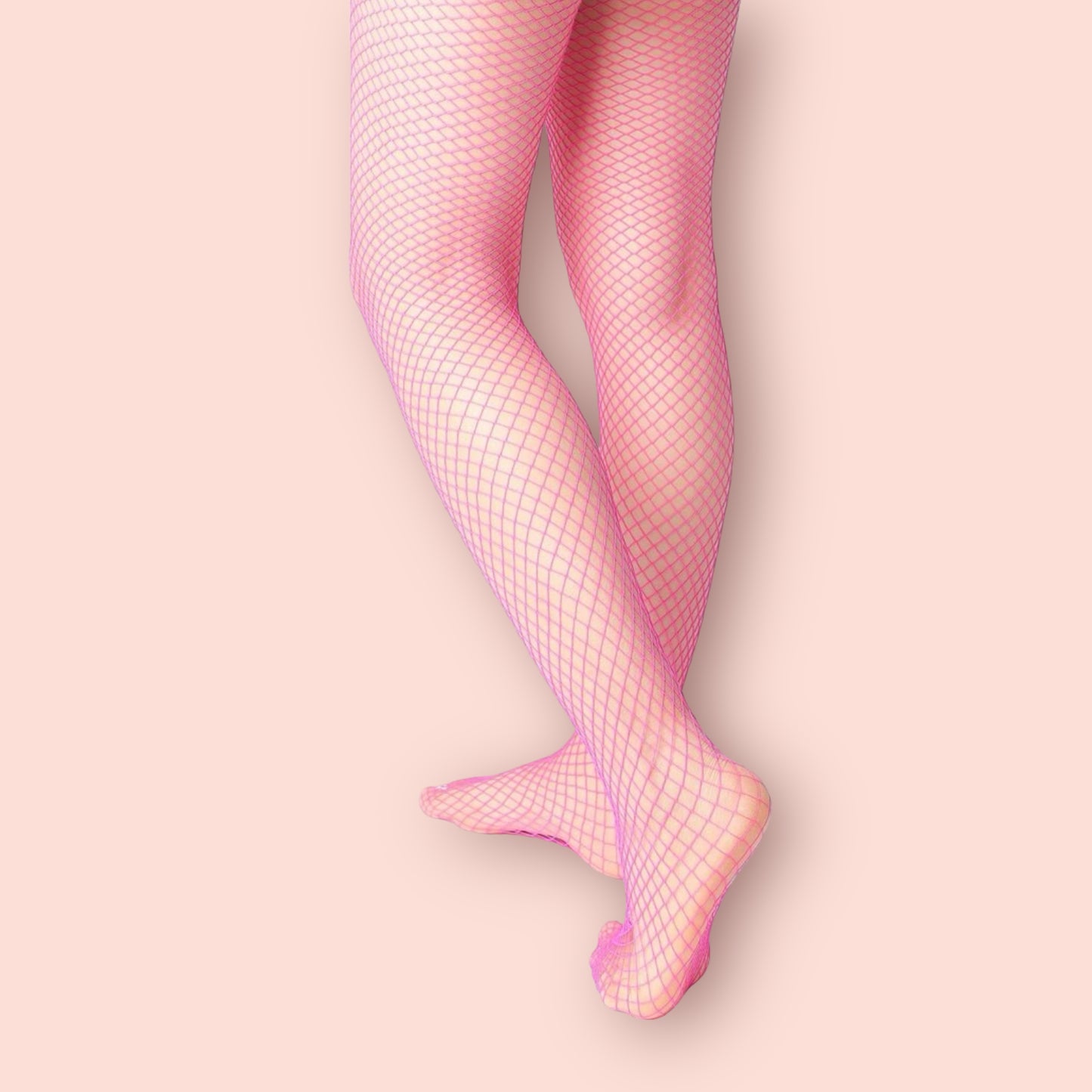 Highly elastic hot pink fishnet tights
